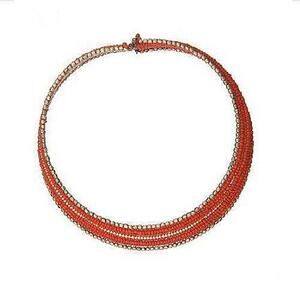 NWT Collection XIIX Orange Gold Seed Bead Wrap Collar Necklace Layered 17" Long